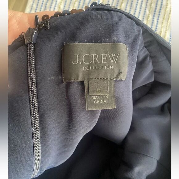 J Crew Collection Romper Sequin Starts Black Neckline Lined Pockets Sz 6 - Picture 5 of 16